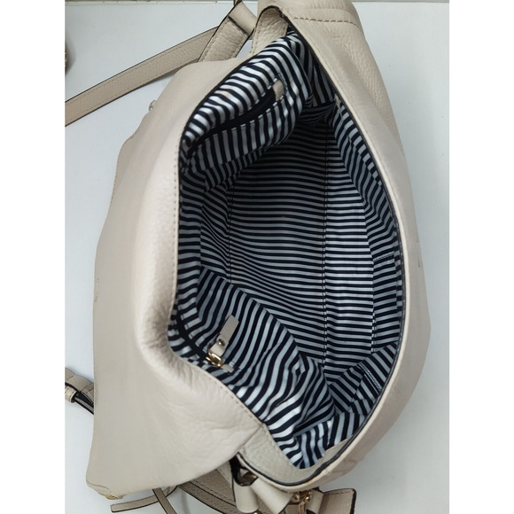 Kate Spade New York Beige Pebbled Leather Zipper Flap Closure Crossbody Bag - Picture 15 of 16